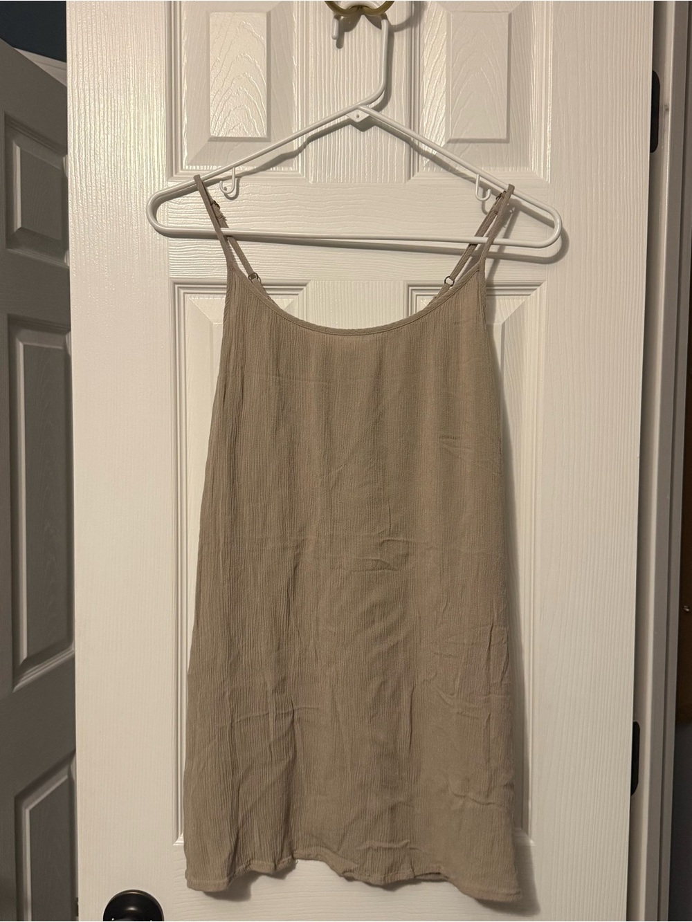 S Beige Spaghetti Strap Tank Dress